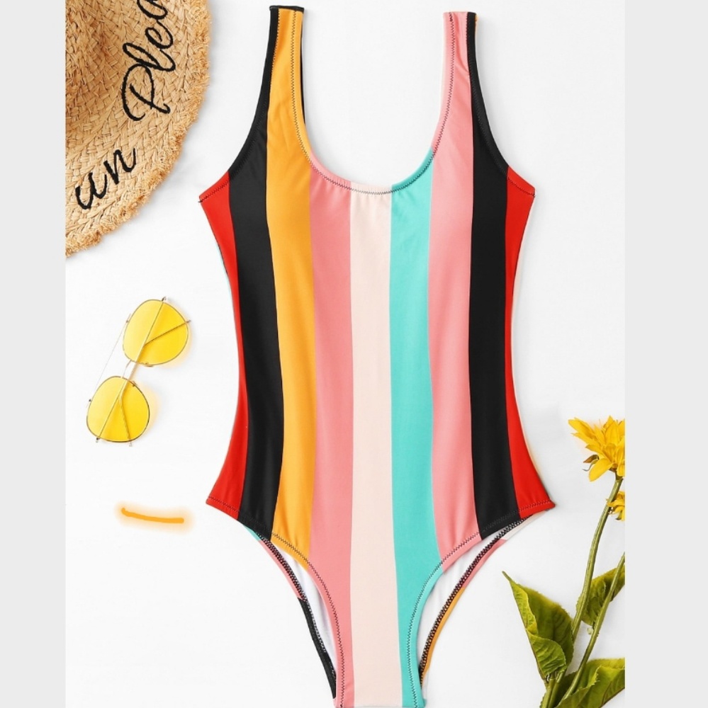 NWOT striped one piece swimsuit